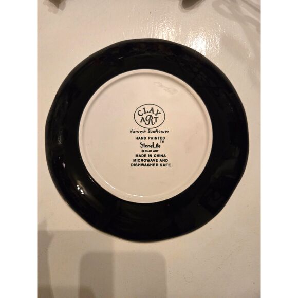 Clay Art Hand Painted Harvest Sunflower Plate In like New Condition - Picture 3 of 3